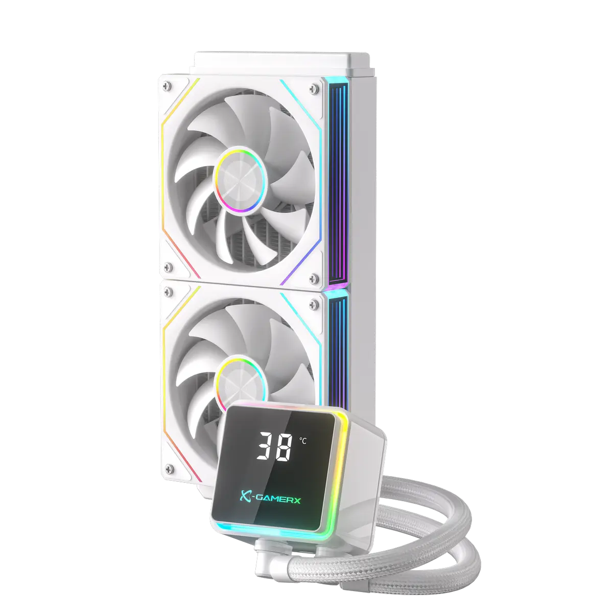 Power Train M240 240mm ARGB AIO Liquid CPU Cooler with LCD Display - White