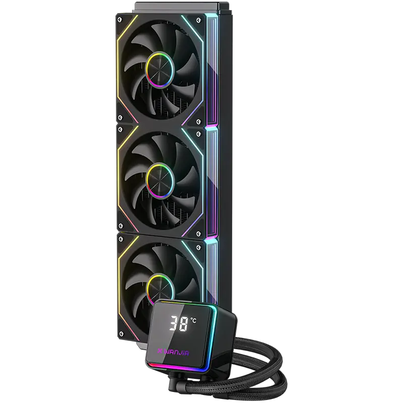 Power Train M360 360mm ARGB AIO Liquid CPU Cooler with LCD Display - Black