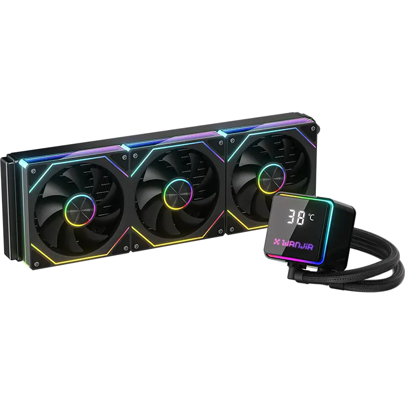 Power Train M360 360mm ARGB AIO Liquid CPU Cooler with LCD Display - Black