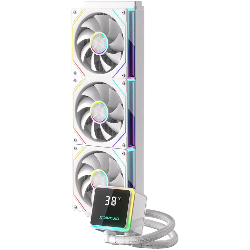 Power Train M360 360mm ARGB AIO Liquid CPU Cooler with LCD Display - White