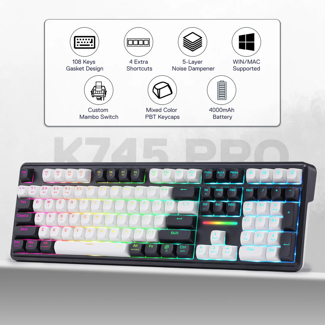 Redragon Antonium Pro K745WP RGB Mechanical Wired Keyboard