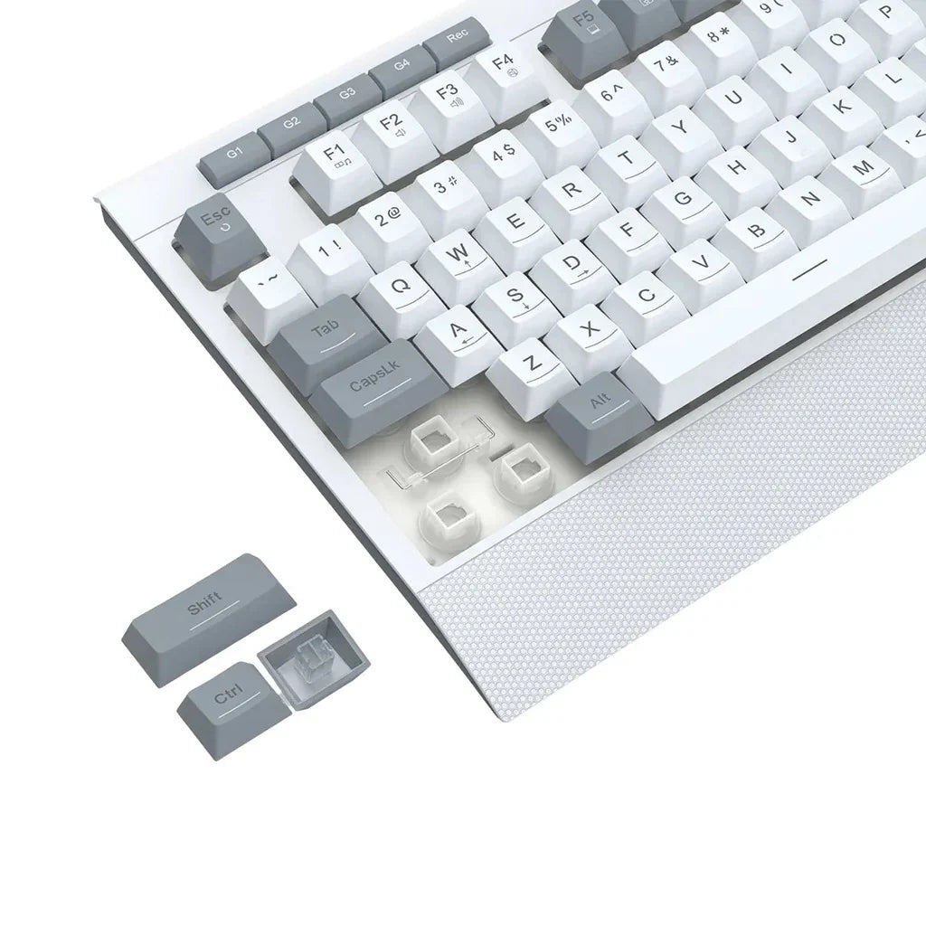 Redragon K525 SHIVA Lite Gaming Keyboard with Detachable Wrist Rest - White & Grey - PakByte Computers  