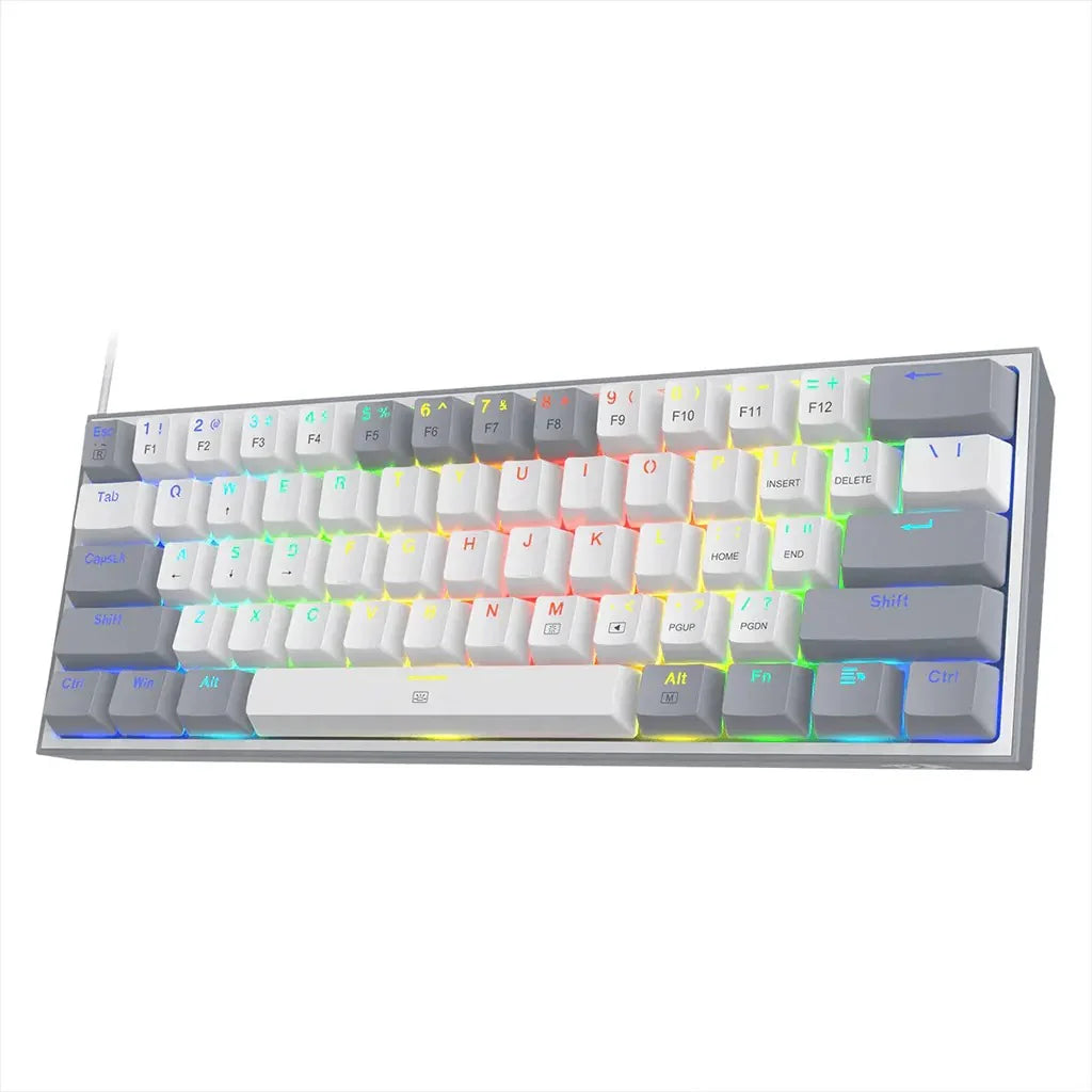 Redragon FIZZ K617 60% RGB Mechanical Keyboard with Red Switches - White & Gray - PakByte Computers  