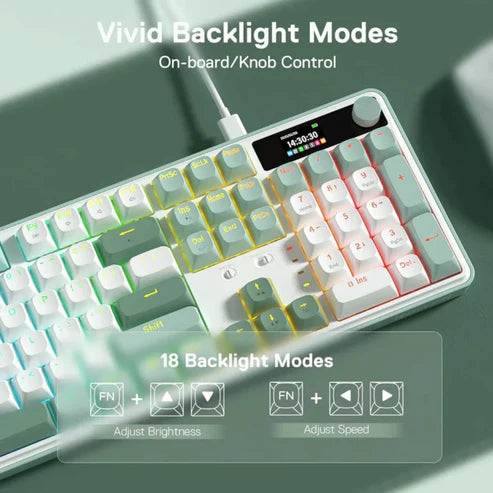 Redragon K761WG RGB WYVERN PRO Keyboard with LCD Screen & Knob