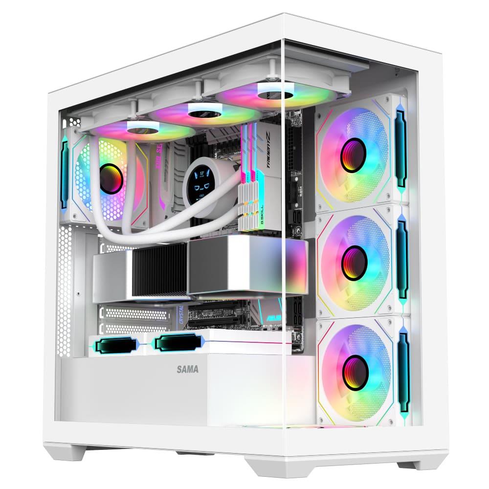 Sama SV-01 4x ARGB Fans BTF Support ATX Gaming Case - White