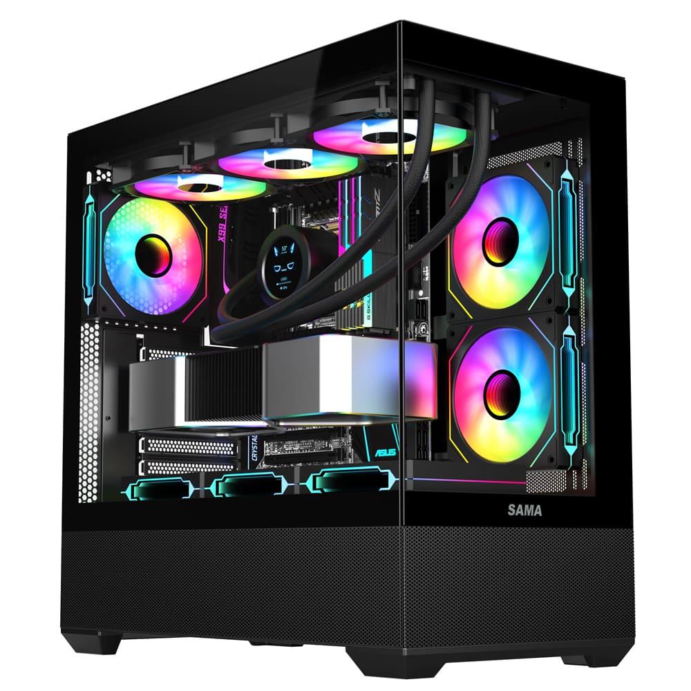 Sama SV-02 3x ARGB Fans BTF Support ATX Computer Case - Black