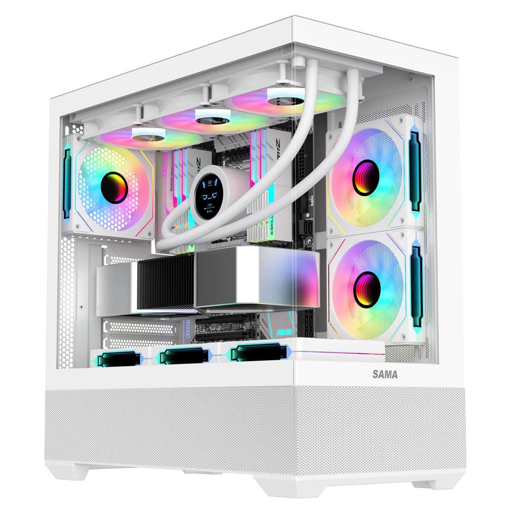 Sama SV-02 3x ARGB Fans BTF Support ATX Computer Case - White