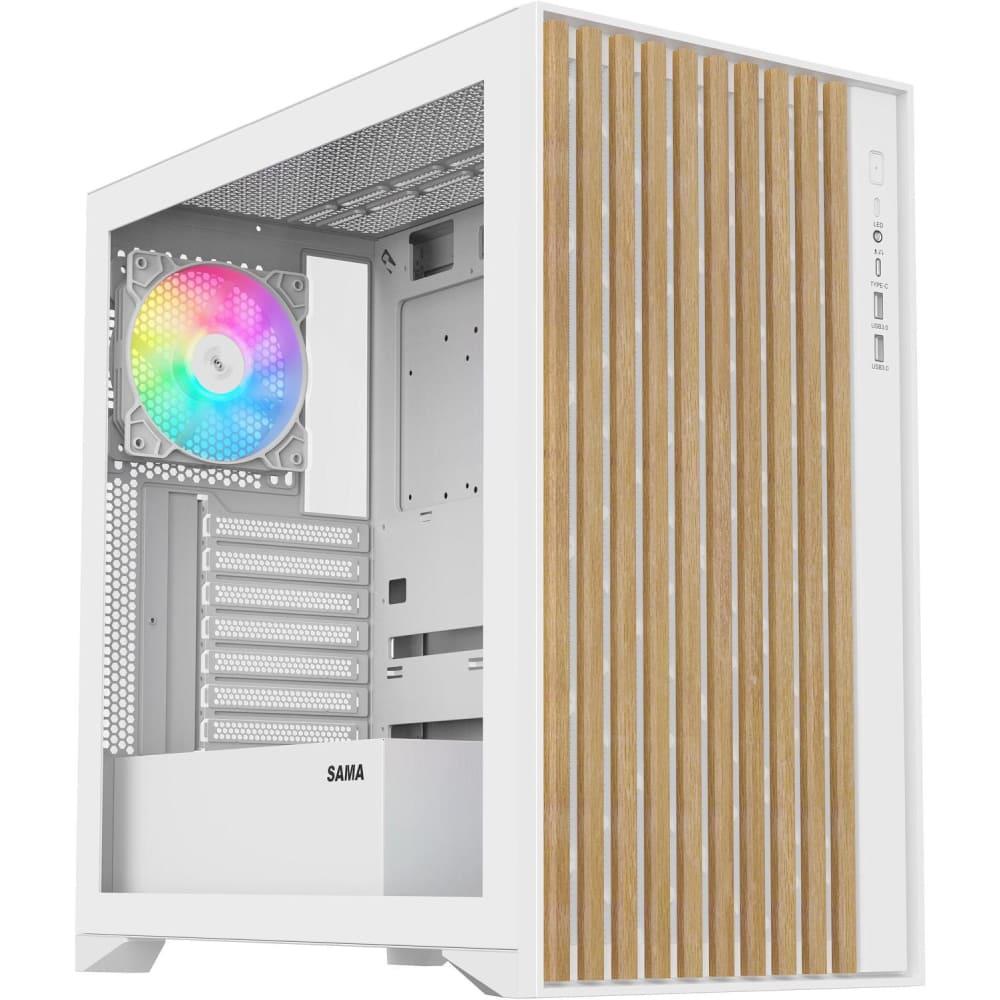 Sama V Nature 4x ARGB Fans BTF Support ATX Computer Case - White