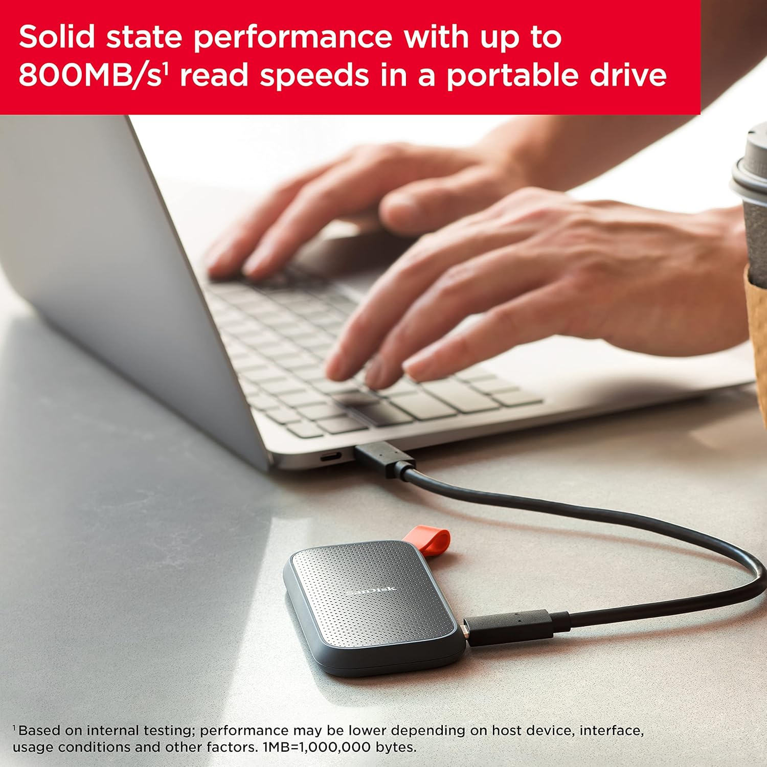 SanDisk 1TB Portable SSD - Up to 800MB/s, USB-C, USB 3.2 Gen 2, Updated Firmware - External Solid State Drive - PakByte  