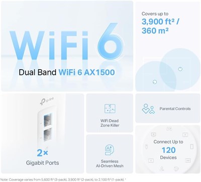 TP-Link Deco X10 AX1500 Whole Home Mesh Wi-Fi 6 System (3-Pack)