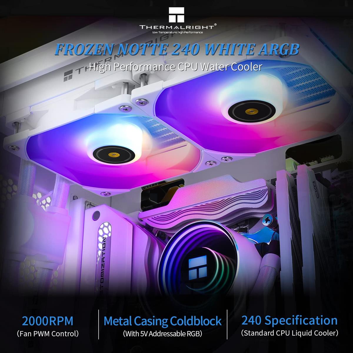 Thermalright Frozen Notte 240 White ARGB AIO 240mm Liquid CPU Cooler - PakByte  