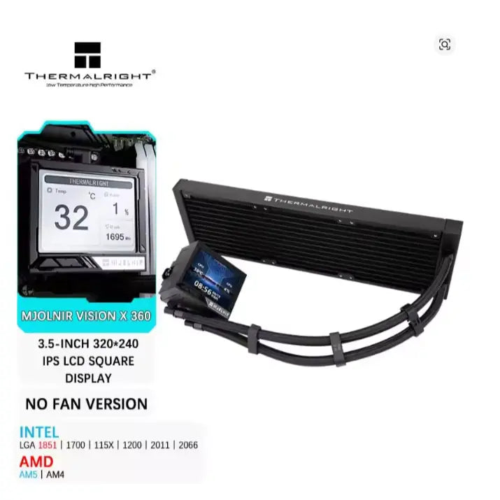 Thermalright Mjolnir Vision X 360 AIO CPU Liquid Cooler - Black Without Fans - PakByte Computers  