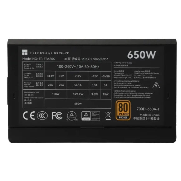 Thermalright TB-650S 650W 80+ Bronze Power Supply - PakByte  
