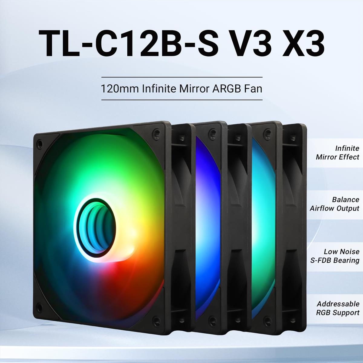 Thermalright TL-C12B-S V3 X3 ARGB 120mm Case Fan - PakByte Computers  