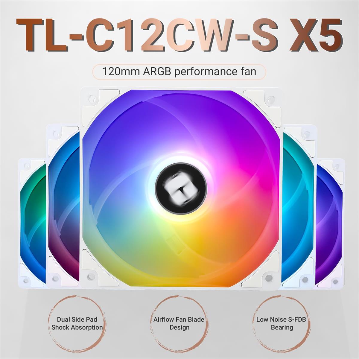 Thermalright TL-C12CW-S X5 CPU Fan 120mm ARGB Case Cooler Fan - PakByte Computers  