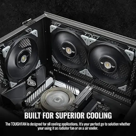 Thermaltake ToughFan 120mm Case/Radiator Fan (2 Pack) CL-F082-PL12BL-A - Black - PakByte Computers 