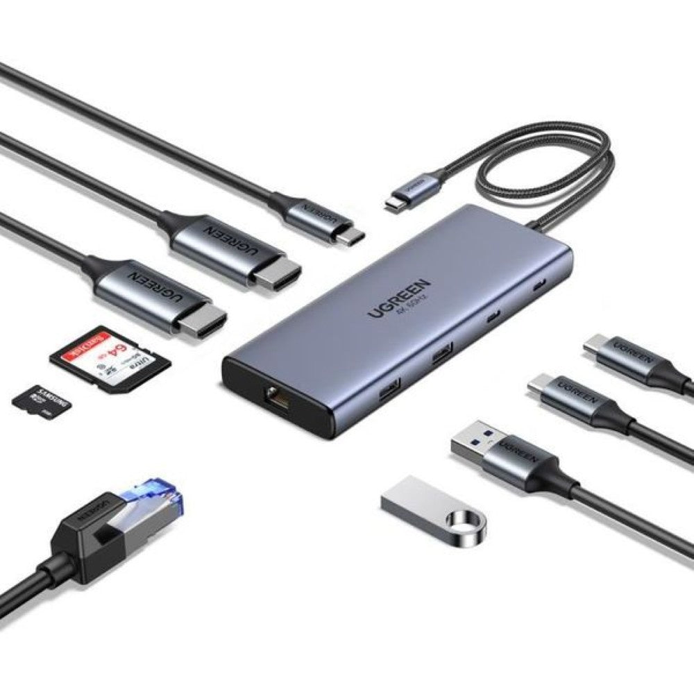 UGREEN 45380 USBC 10IN1 2XHDMI+USB-A/C Docking Station - PakByte Computers  