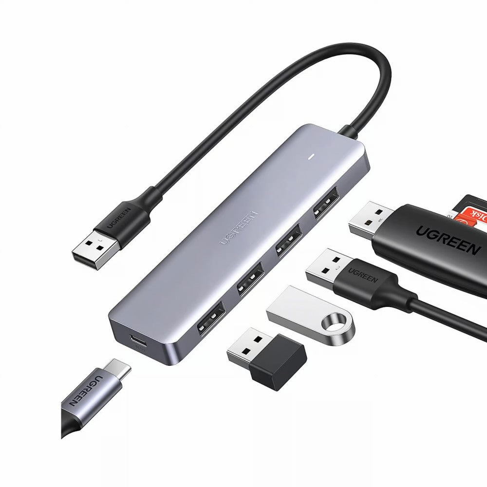 UGREEN 50985 Ultra Slim 4 Port USB 3.0 Hub with 5Gbps Data Transfer - PakByte Computers  