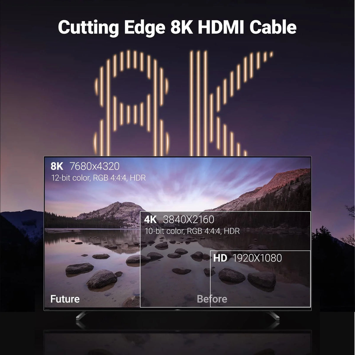UGREEN 80401 HDMI 8K Male to Male, Cable Aluminum Alloy Shell Braided - 1M