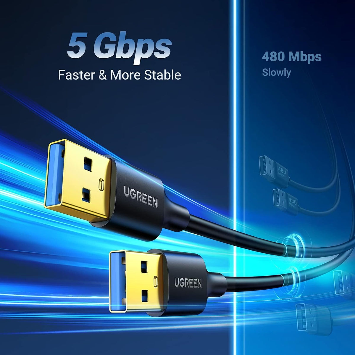 UGREEN 90576 USB-A 3.0 Male to Male Cable - Black - 3M