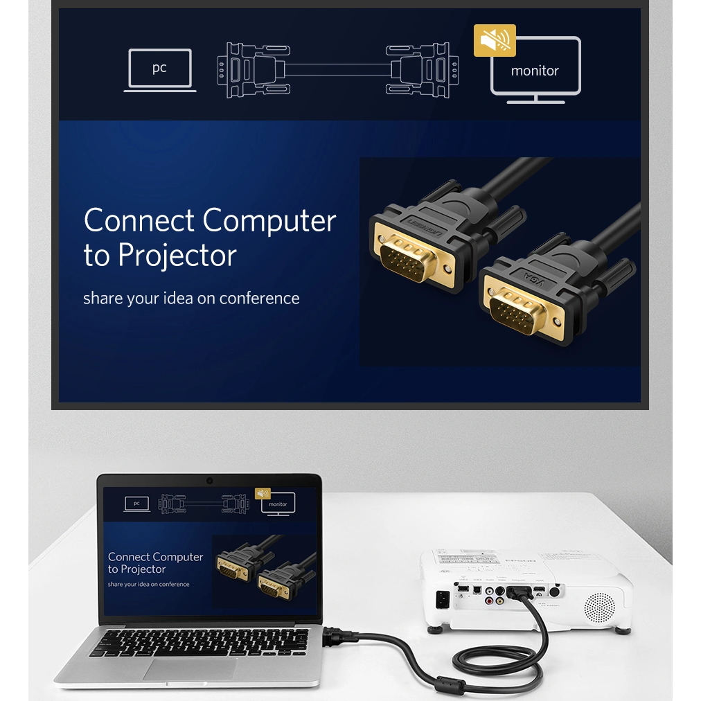 UGREEN 11630 VGA Male to Male 1080P@60Hz Cable - 1.5M