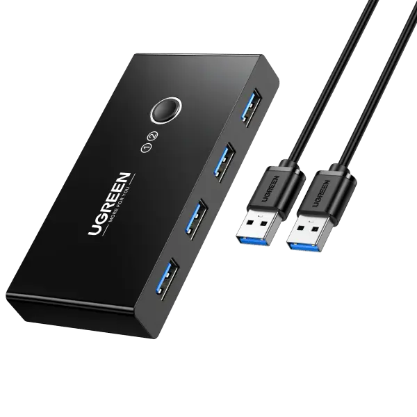 Ugreen 50744 USB HDMI KVM Switch 4K, 2-In-1-Out HDMI Switcher and Extended 4 Ports USB Hub