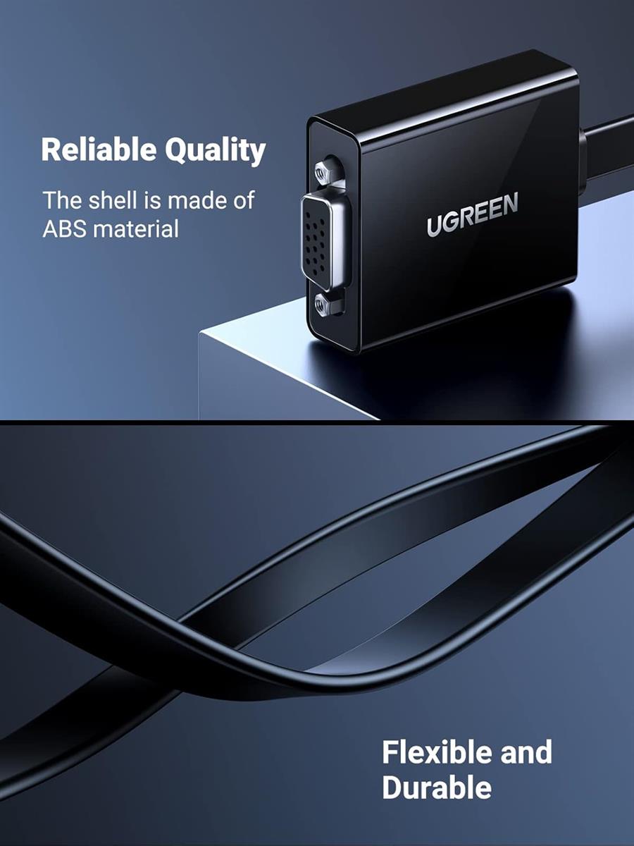 Ugreen Active HDMI to VGA Adapter with 3.5mm Audio Jack, HDMI Male to VGA Female, up to 1080P for PC, Laptop, Ultrabook, Raspberry Pi, Chromebook, Black - PakByte  