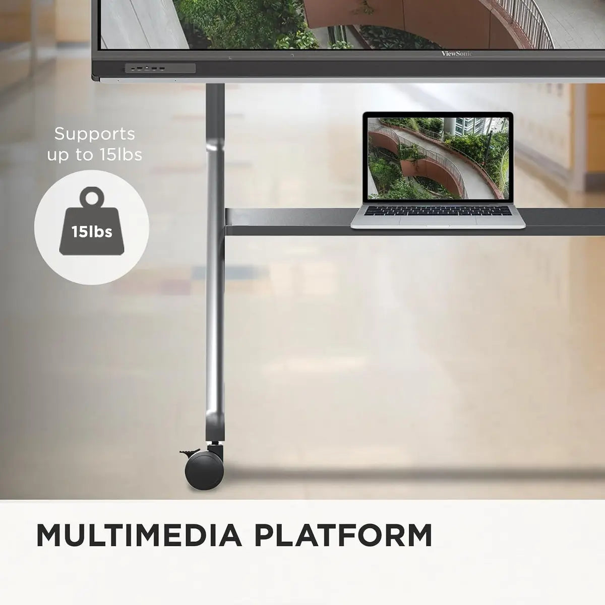 ViewSonic VB-STND-009 Slim Mobile TV Cart for 55 to 86" Screens