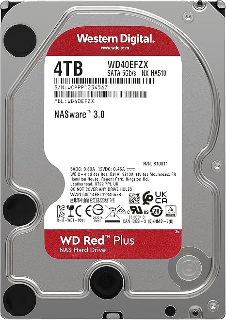 WD Red Plus 4TB NAS Internal Hard Drive 3.5" SATA