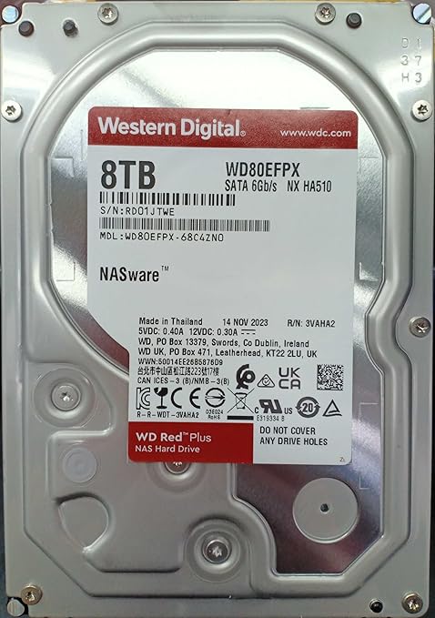 WD Red Plus 8TB NAS Internal Hard Drive SATA 3.5"