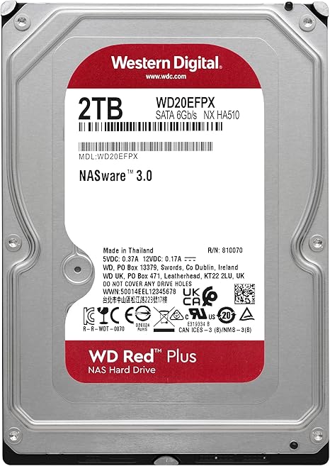 WD Red Plus 2TB NAS Internal Hard Drive 3.5" SATA