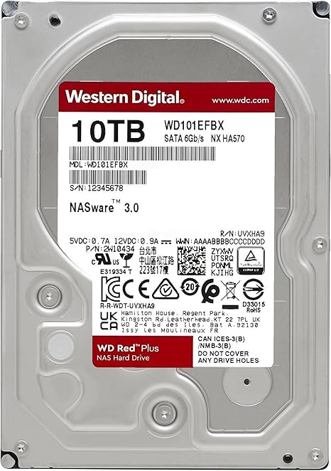 WD Red Plus NAS 10TB Internal Hard Drive SATA 3.5"