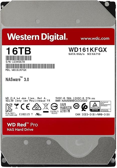 WD Red Pro NAS Hard Drive - 16TB