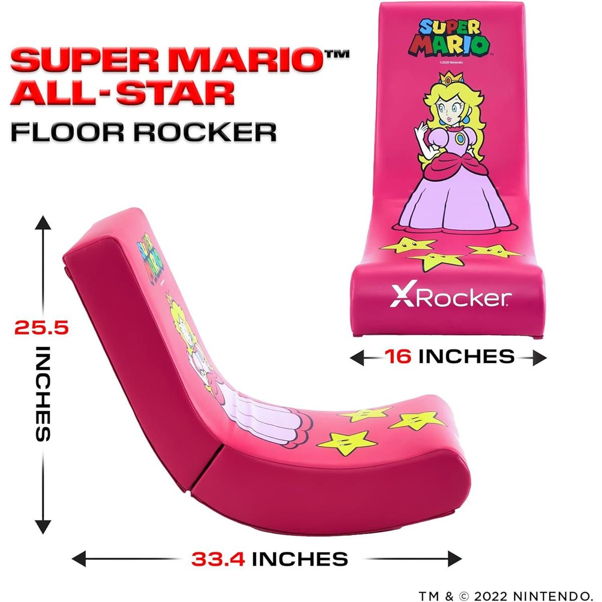 X Rocker Super Mario All-Star Peach Floor Rocker Nintendo Gaming Chair - Pink - PakByte Computers  