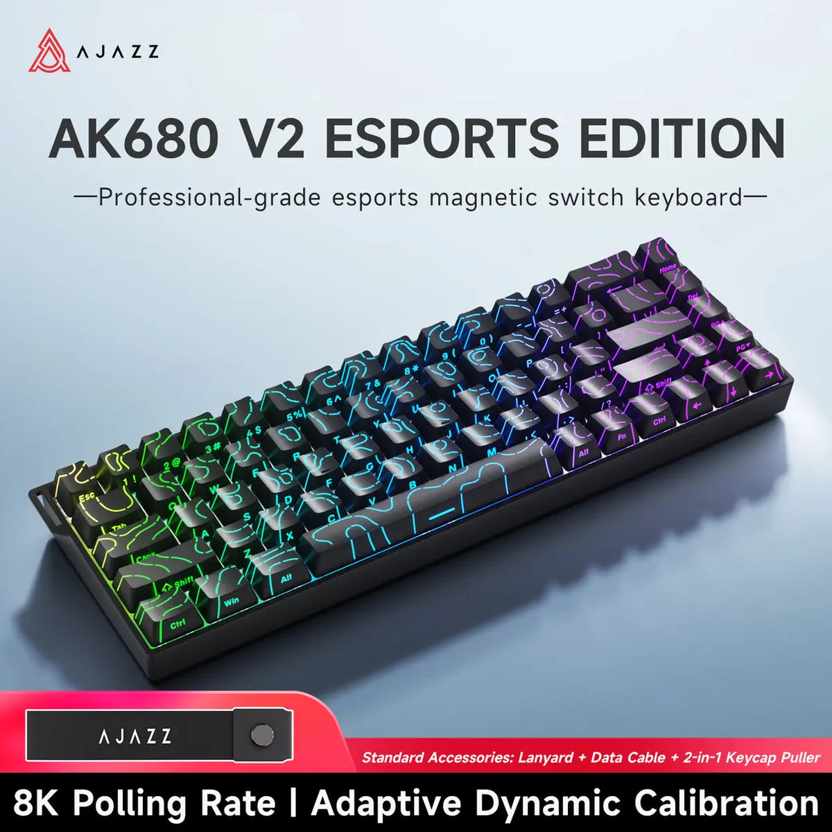 Ajazz AK680 V2 68-Key Magnetic Switch Keyboard - Black
