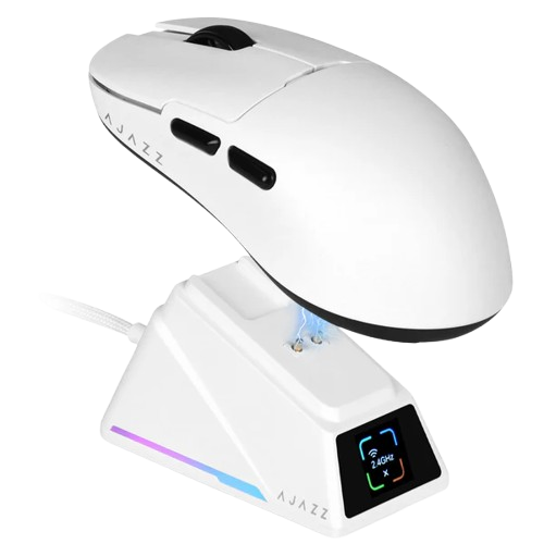 Ajazz AJ159 Apex Wireless 8K Gaming Mouse with Display Charging Dock - White