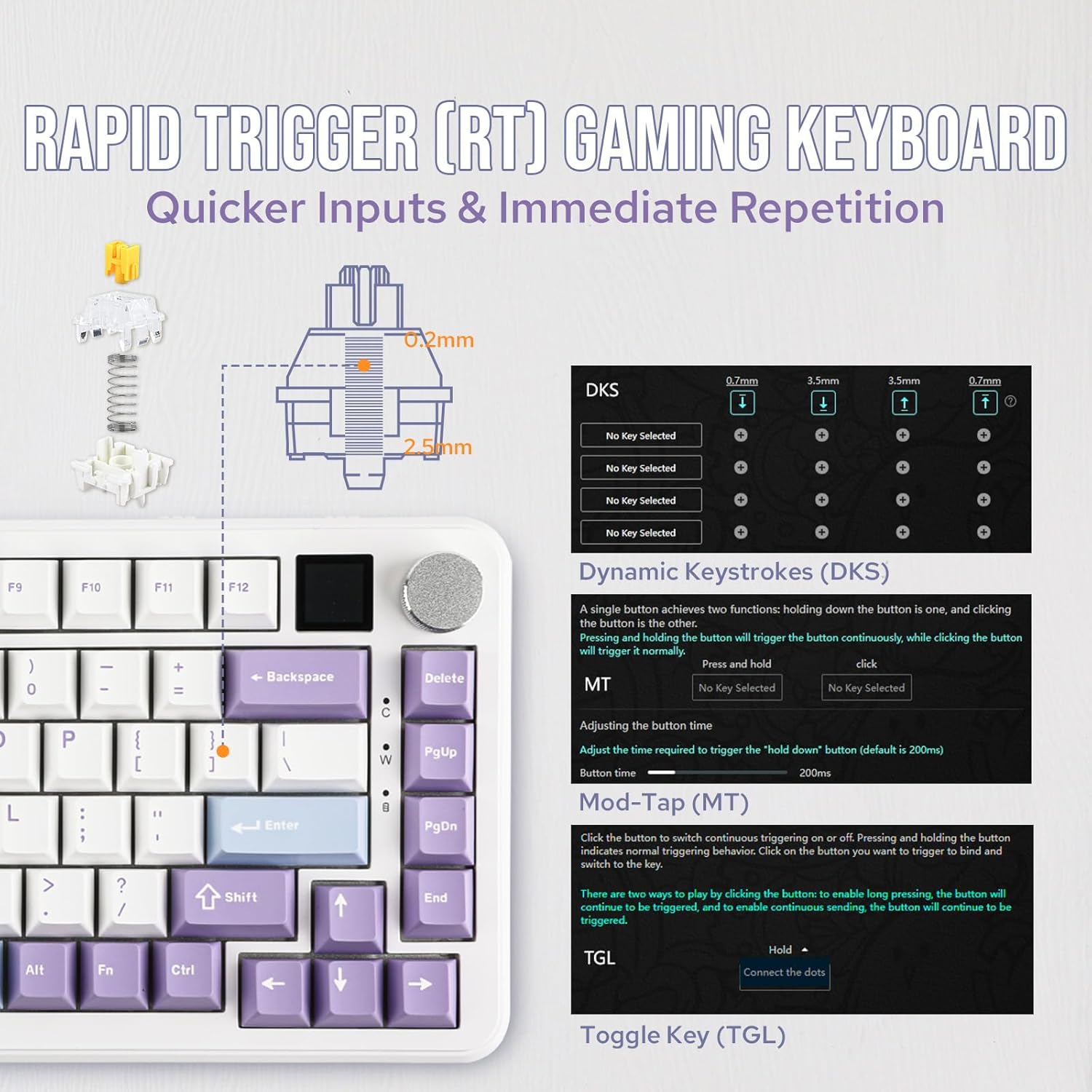 Ajazz AK820 Max HE Hall Effect Magnetic Gaming Keyboard - White