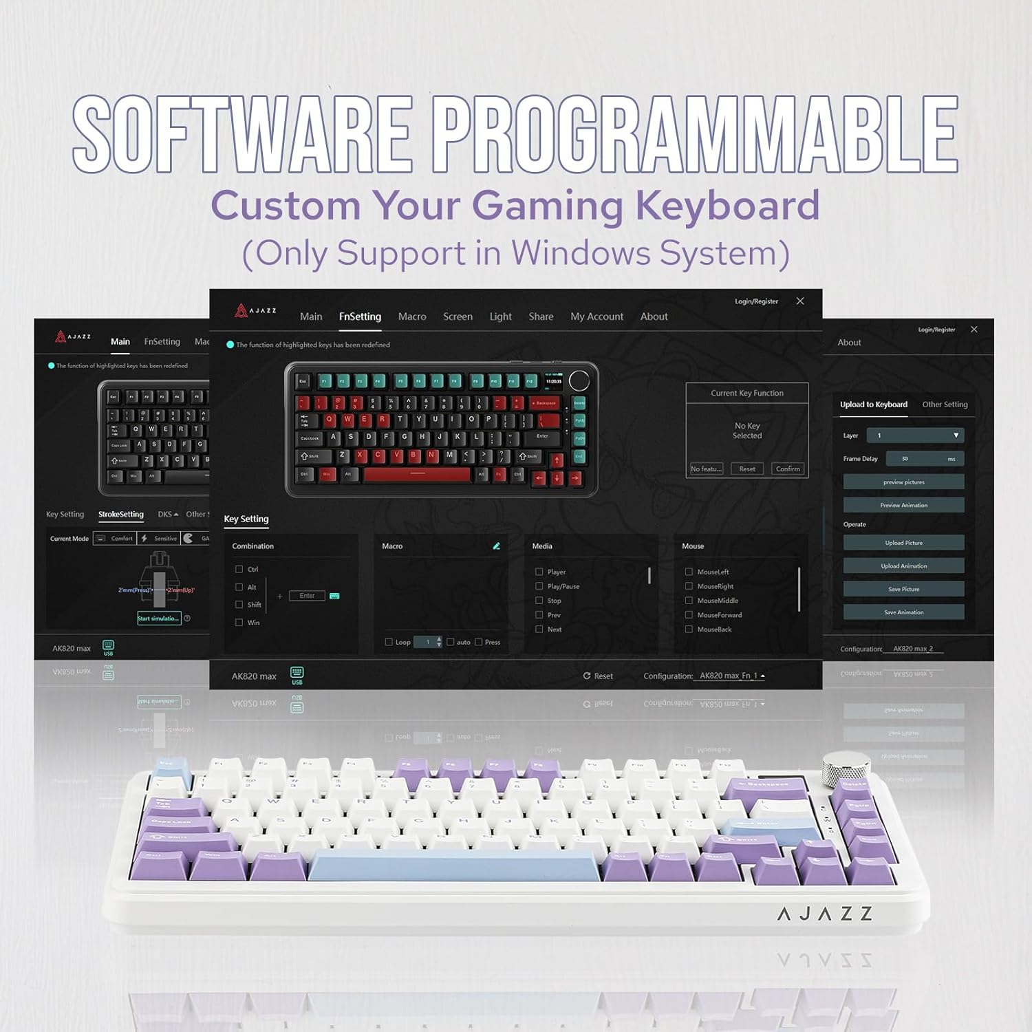 Ajazz AK820 Max HE Hall Effect Magnetic Gaming Keyboard - White