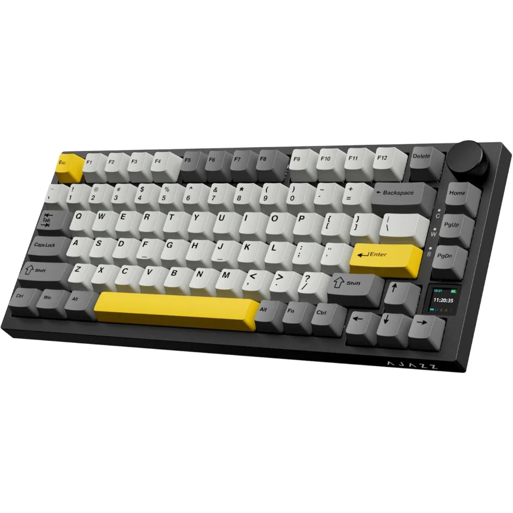 Ajazz AK820 Pro 75% Custom Mechanical Gaming Keyboard - Black/Grey/Yellow