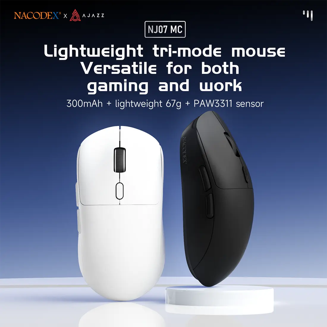 Ajazz NJ07 MC 67g Ultra-Lightweight Wireless Mouse - Black