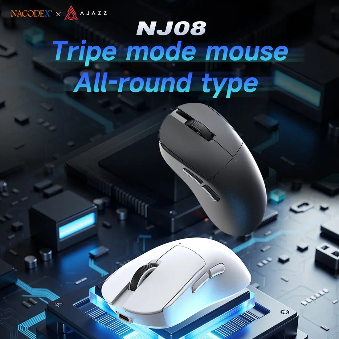 Ajazz NJ08 Wireless Gaming Mouse - White