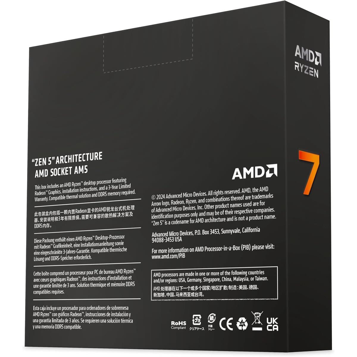 AMD Ryzen 7 9700X 8-Core, 16-Thread Unlocked Desktop Processor