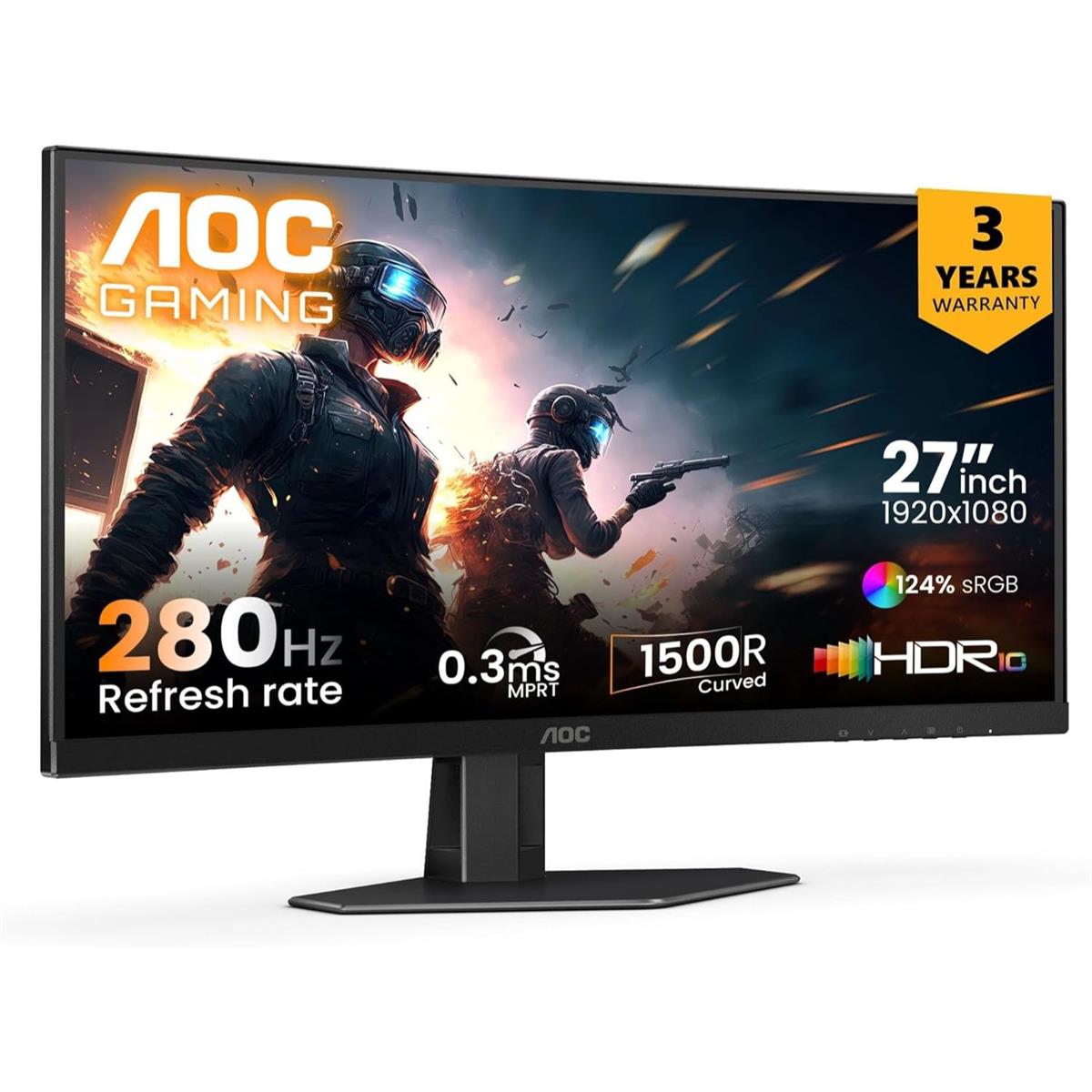 AOC C27G4ZE 27" 280Hz, 1920 × 1080 FHD Curved Ultra-Fast Gaming Monitor - PakByte Computers  