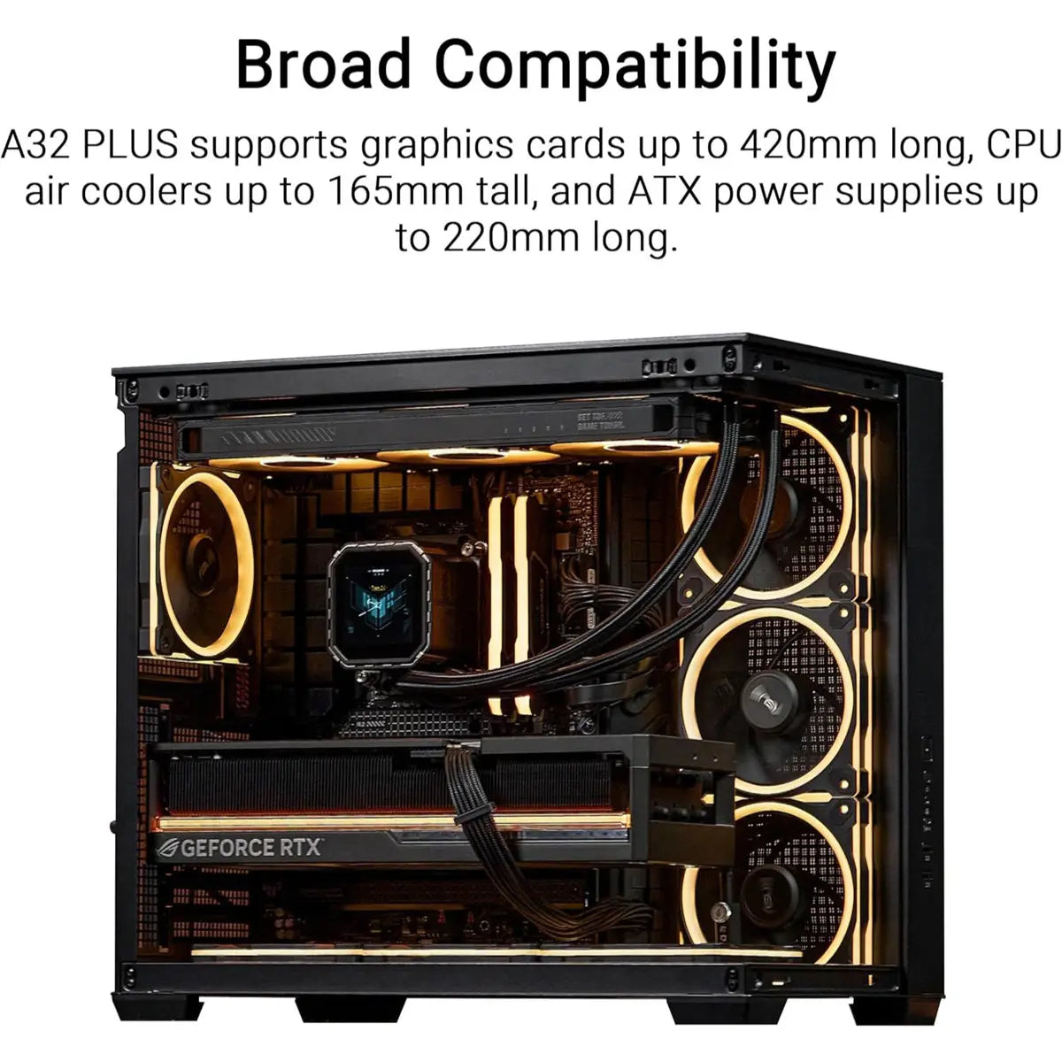 Asus A32 Plus TG ARGB Black Mid-Tower ATX Case - Black - PakByte Computers  