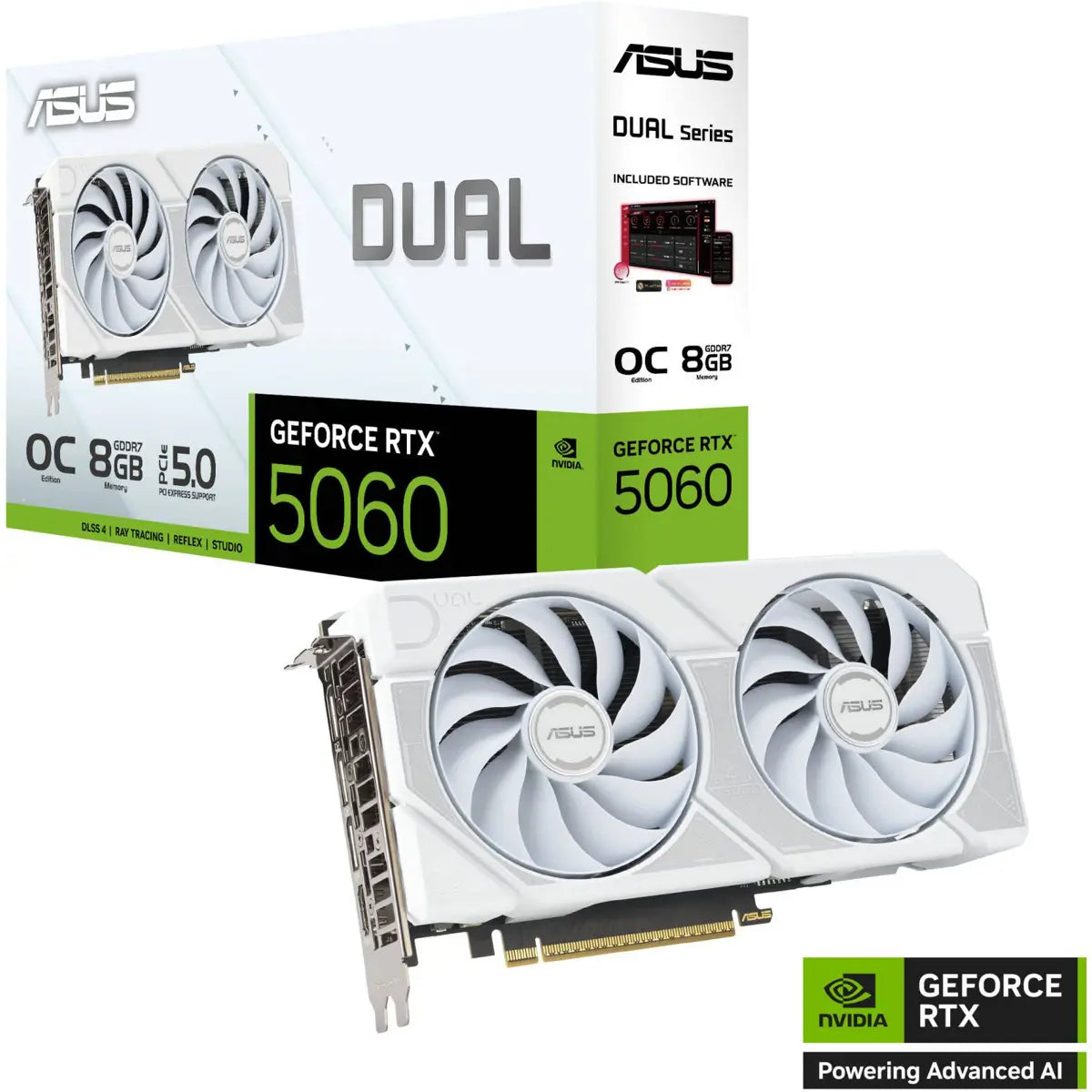 Asus Dual GeForce RTX 5060 OC Edition 8GB GDDR7 Graphics Card -White