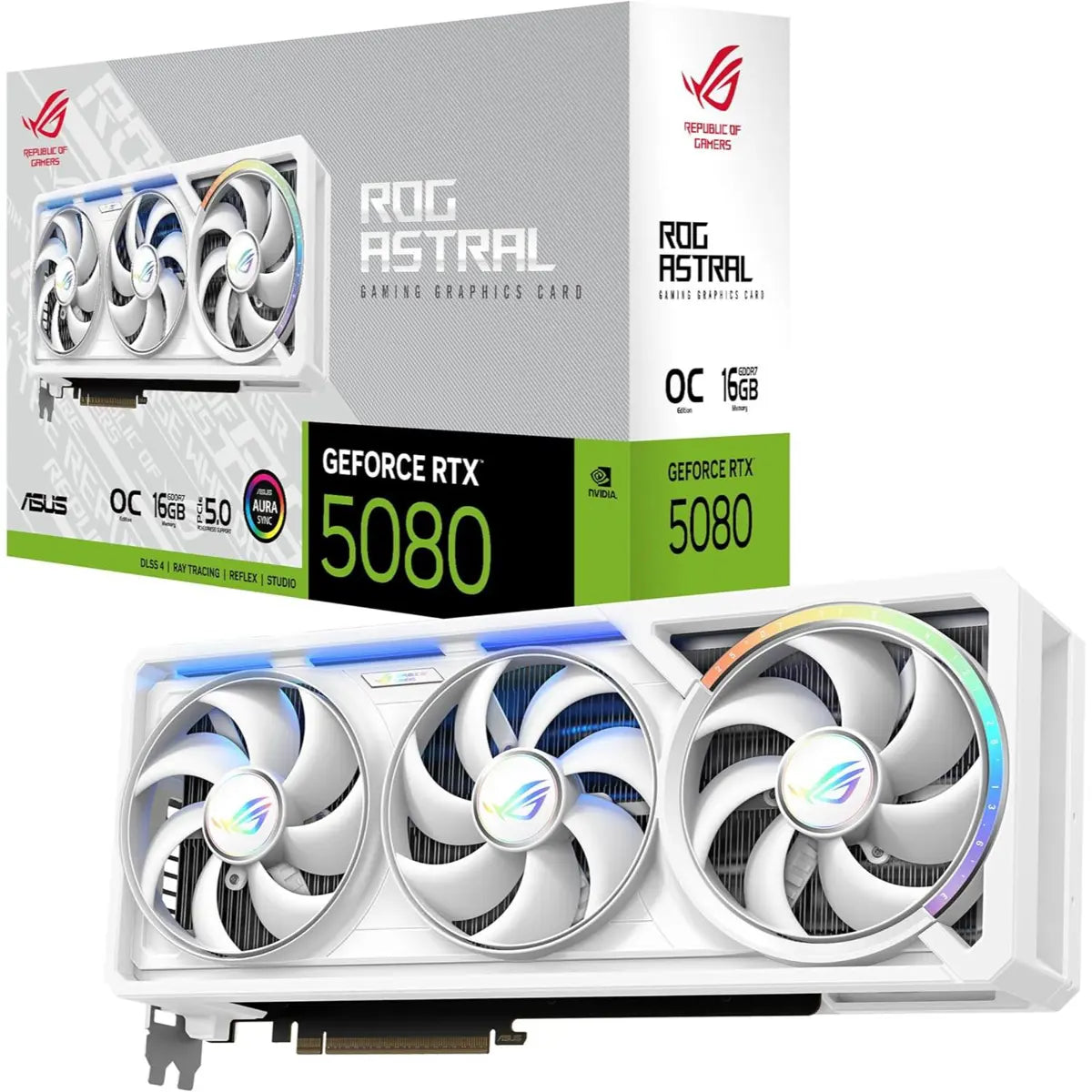 Asus Rog Astral GeForce RTX 5080 16GB GDDR7 OC Edition Quad-Fan Graphics Card - White