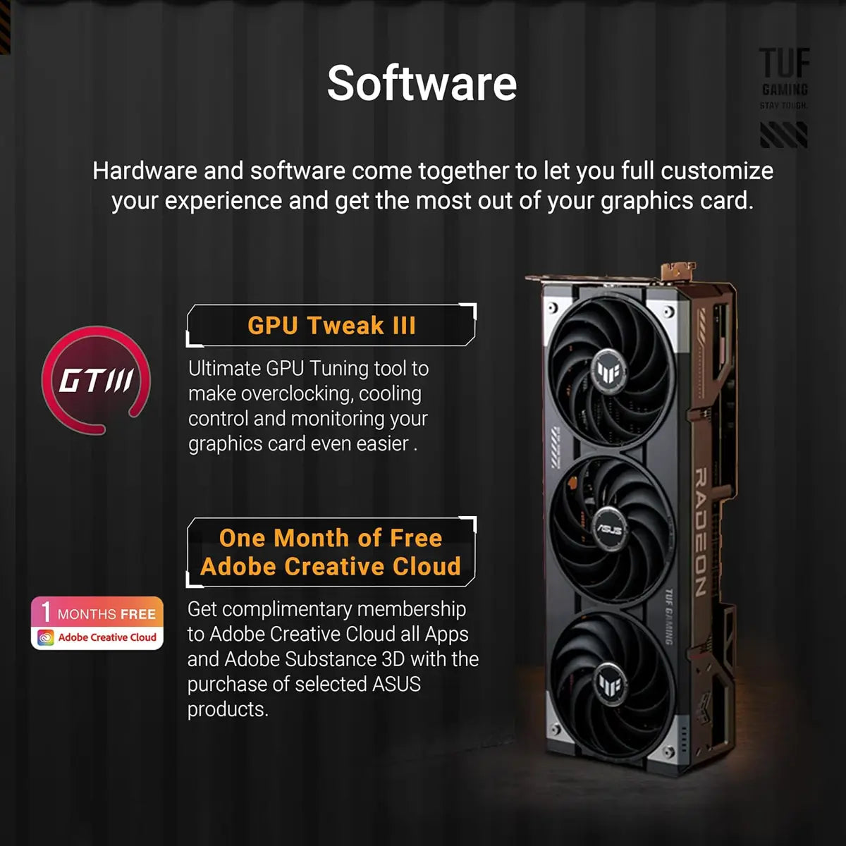 Asus Tuf Gaming Radeon RX 9070 XT OC Edition 16GB GDDR6 Gaming Graphics Card