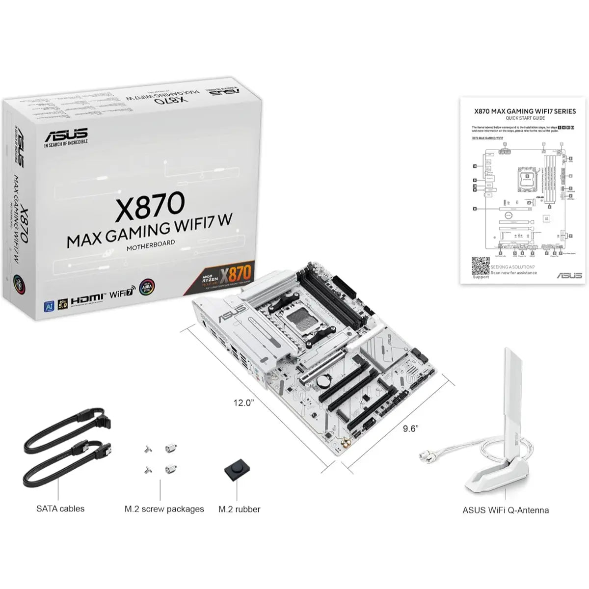 Asus X870 Max Gaming WIFI7 AMD AM5 ATX Motherboard - White