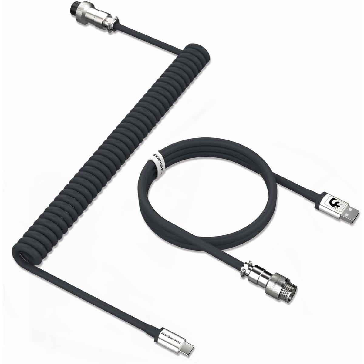 Attack Shark x MambaSnake C01 Custom Coiled USB C to A Cable - Black