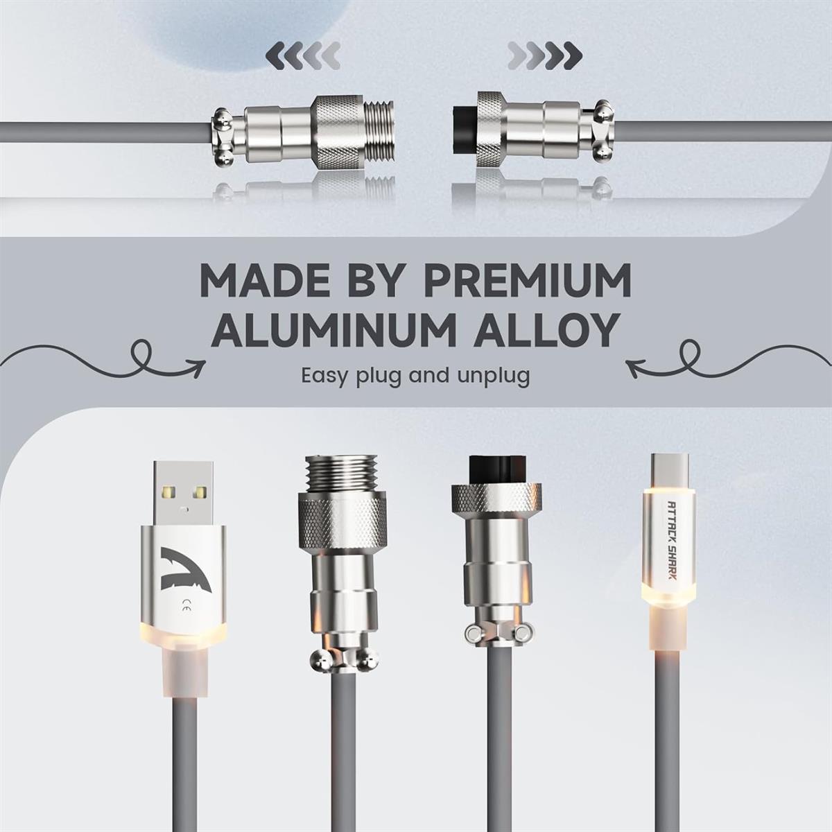 Attack Shark x Mamba Snake C01 Custom Coiled USB C to A Cable - Gray - PakByte Computers  